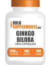 BulkSupplements.comginkgo Biloba Extract Kapsler - Ginkgo Biloba Opprinnelig fra Leaves, Herbal Supplement - Vegan, 1 Kapsel per servering, 180 greve (Pack of 1)