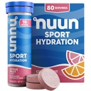 Nuun Sport Electrolyte Tabletter med magnesium, kalsium, kalsium, klorid og natrium, Glutenfri & Vegan, Citrusfrukt, 8 Pack (80 Serverer totalt)