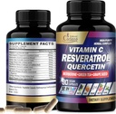 Organic Cadane Resveratrol Supplement - 12in1 blandet med VIT.C, Quercetin, Berberin, gurkemeie, grønn te og mer - 90 kapsler 3 måned