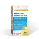 Glenmark Maksimal styrke Famotidin tabletter, 20 mg, syre Reduser for Heartburn Relief, 100 greve