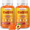 2 Pack CoQ10 Gummies 3000 mg - Plus Omega-3, vitamin B3 & sink, høy absorpsjon koenzym Q10 kosttilskudd for cellulær energi og antioksidant støtte, Vegan 120 greve