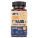 DEVA Vegansk Vitaminer Naturlig vitamin E 400IU med blandede tokoferoler, støtter immunsystem og hudnæring, Naturlig antioksidant og glutenfri, mørkefri, ikke-GMO, 90 kapsler