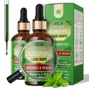Organisk klorofyll flytende dropper Liposomal for kvinner og menn, 6-i-1 Grønn Superfood Vegansk klorofyll m/Spirulina, hvetekorn, vitamin C B12 A for intern deodorant*, energi,Digestiv,2Packs/4 Fl Oz
