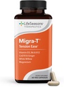 LivSeasons Migra-T med Relieve-R - Migraine Forebygging og Relief Supplement - Støtte for alvorlig hodepine - Reduserer lys lyd & Odor sensitivitet - Feverfew, Hvit Willow, Magnesium Ginger & CoQ10