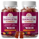 (2 Pakke) Quercetin Gummies med Bromelain, Elderberry, sink og vitamin C - Chewable Quercetin 700mg Supplement for immunitet, Allergi, Aging Support - Vegan Gummies for voksen og barn