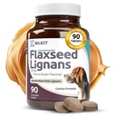 K9 Velg Konsentrert Flaksfrø Lignaner for hunder, 20 mg 90 tabletter, Peanut Smør Flavored Chewable, Impove Coat