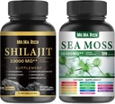 Sea Moss og Shilajit Capsule Bundle, Ashwagandha Rhodiola Rosea Ginseng Cordyceps Mushroom Ginkgo Biloba Stinging Nettle Magisk Moss Blendim Sort Seed Turmeric Bladderwrack Burdock Black Pepper