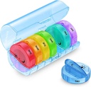Sukuos Large Weekly Pille Organizer 2 ganger om dagen, Daglig pille Box 7 dager lett å åpne med dobbel beskyttelse, AM Pille tilfelle for medisin/vitamin/fish olje/supplements (blå)