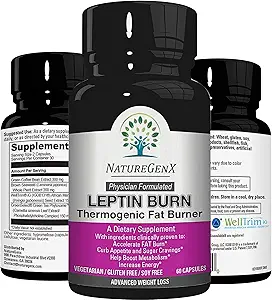 Leptin Burn - termogen fettforbrenner, Appetitt Suppretivant, energiforsterkning og metabolisme Booster for vekttap - Diett piller som fungerer raskt for kvinner og menn - 60 Slim piller, Glutenfri