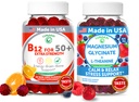 Lunakai USA laget vitamin B12 for voksne 50+ og magnesiumglykinat gummier Bundle, støtter energi, humør, avslapning og stress relief, ikke-GMO, vegansk, 60ct hver