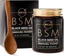 MAJUs 3-i-1 svart frøolje, manuka honning og frø (tradisjonell stil) BSM nr. 1, søt & krukke herbal blanding, nikkella sativa olje og frø, upasteurisert og rå Monofloral Manuka Honning New Zealand
