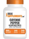 BulkSupplements.com Cayenne Pepper Capsules - Cayenne Pepper 40000 HU, Capsaicin Kosttilskudd, Cayenne Pepper Kosttilskudd - Glutenfri, 1 Kapsel per servering, 240 Veg Kapsler (Pack of 1)
