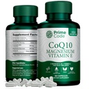 Prime Code [ 3 i 1] CoQ10 250mg med magnesiumglycinat og vitamin E | CoQ10 Kapsler 250mg | Magnesiumglycinat 200mg | Vitamin E 15mg | Ikke-GMO | Glutenfri | Vegan
