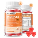 B-kompleks 50 gummier ,Metylert B-kompleks med vitamin C,Cholin og sink - Aktivt metylert B-kompleks for energi,Metylert støtte - Alle B-vitaminer - B1,B2,B3,B5,B6,B7,B9,B12 - Sukkerfri,120 greve