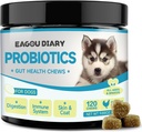 Eagou Diary Probiotika for hunder - Hundeprobiotika for Digestive Helse, Gut Helse Supplement med Prebiotika, Goat Melk, Omega 3, Vitaminer, Chews for Canine diarrea, Mage, Gass Relief - 120 Ct