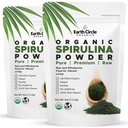 Jordsirkelen Organics Spirulina pulver, Kosher, rå og ikke-irradisert | ren vegansk protein | Premium Superfood, høy i Aminosyrer og antioksidanter - 4 Ounce (2 pakker)