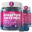 Digestive Enzymer for kvinner og menn Gummies w/ Probiotika, Papaya, Bromelain, Ginger - Bloating Relief & Gut Helse Chewable Supplement Digest Proteiner Dairy Carbs Veggies Fett, Sukkerfri Vegan, 120Cts