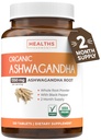 USDA Organic Ashwagandha Supplement - høy styrke Ashwagandha piller laget med organisk svart pepper for forbedret absorpsjon - Vegansk ikke-GMO laget i USA & Lab verifisert (2 måneders forsyning)