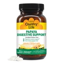 Country Life Chewable Papaya Enzymes for Digestion Support - Naturlig Pineapple & Papaya Flavor, Assister med næringsrik absorpsjon, Inneholder Papain & Protease - 200 Ct
