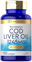 Carlyle Norwegian Cod Liver Oil | med EPA & DHA | 1245 mg | 150 Softgels | Flytende kapsler | Ikke-GMO & Glutenfri Supplement