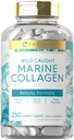 Carlyle Marine kollagen for hår hud og negler ® 250 kapeller | Peptider for kvinner og menn | Type I med kalsium | Ikke-GMO & Glutenfri