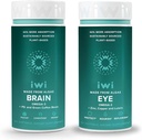 Iwi Life Brain & Eye Omega-3 Bundle, 30 serveringer, Vegan Plant-basert Algae Omega 3 med EPA + DHA, Krill & Fish Oil Alternativ, No Fishy Aftertaste