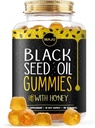 MAJU's Black Seed Oil Gummies med Honning 90ct, 500 mg BSO Gummy, Black Cumin Seed Nigella Sativa Olje, Kaldpresset, Potent Formula, 90ct