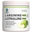 L-Arginine 5000mg + L-Citrulline 2000mg Complex Powder Supplement Drikkemiks - Nitric Oxid Booster for hjerte helse, blodflyt og energi - 30 serveringer (grønn Apple)