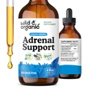 Wild & Organic Adrenal Support Drops for Positiv Outlook - Naturlig Adrenal Support Supplements for kvinner og menn - Vegan, ingen sukker & alkohol - 2-måneders forsyning - 4 fl oz