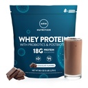 MRM Nutrition Whey Protein | Sjokoladeflavorert | 18g Protein | med 2 milliarder probiotika + Digestive enzymer + BCAA | Høy absorpsjon + Digestion | Hormon + antibiotika Gratis | 87 Serveringer