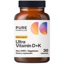 Vitamin D3 K2 Vitamin 5000 IU - VIT D3 K2 Supplement for kalsiumabsorpsjon, beinstyrke, kardiovaskulær og immunfunksjonsstøtte, soya-fri, ikke-GMO 30 vegetariske kapsler