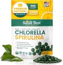 Sunlit Best Klorella Spirulina Tabletter - Organic USDA, Premium Spirulinas og Klorella Kapsler 500 piller - Klorellas Naturlig Supermat med Spirulina Algae, Enzymes Klorophyll og Vegansk Protein