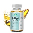 Trippel styrke Wild Alaskan Omega-3 2500mg + EPA 1.300mg + DHA 1200mg, Supplement for hjerte og felles helse, 120 Softgels 60 dagers forsyning
