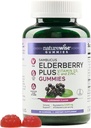 NatureWise Sambucus Elderberry Gummies - immunstøtte Supplement for barn i alderen 4+ & voksne med vitamin C, D3, sink - eldrebær tilsvarende 3520mg - Vegan, ikke-GMO - 60 greve[30-dagers forsyning]