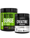 Jacked Factory NITROSURGE Pre-Workout Supplement - Intense pumper (30 serveringer, vannmelon) & Kreatin Monohydrat pulver for muskelvekst (30 serveringer, uslavored)
