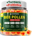 Digestiv Helse & Vekt Bee Pollen Organic 1000 mg, w/Probiotika, Prebiotika og Turmeric, Bee Pollen Gummier rik på B-Vitamin, Antioksidanter, Aminosyrer, for Digestive, Vekt og energi