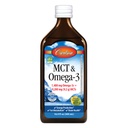 Carlson - MCT & Omega-3, 1480 mg Omega-3s, 9200 mg MCT, keto-vennlig, kapryl- og kaprylsyrer, energiproduksjon, fettmetabolisme, sitron-Lime, 500 ml (16,9 fl Oz)