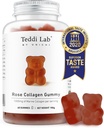 Unichi Rose Collage Gummy, 1000mg høy-Volume Marine Collage Gummy Kosttilskudd for kvinner med collagen Peptides, Rose Petals, Acerola Cherry, Rosehip, 60 greve