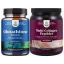 Bundle av redusert glutation Supplement med melk Thistle - 500 mg per servering ren L Glutation og multi collagen protein pulver - keto Hydrolysert collagen Peptides hårhud & negle Vitamis