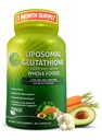 Liposomal Glutathione 500mg - Active Form L Glutathione (Redusert) for maksimal absorpsjon - Laget med organiske hele matvarer - Master Antioksidant & Detoxifier - Immun & Cardiovaskulær støtte - 60 Teller