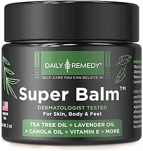 DAILY REMEDY Tea Tree Oil Extra Styrke Super Balm - Atletes Fotkrem Combats Ringorm, Jock Itch, Nail problemer - Nourishes Cracked Itchy hud på kropp & føtter - laget i USA (2 Pack)