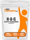 BulkSupplements.com N-acetyl glukosaminpulver - NAG pulver, glukosamin 750mg, ernæringskosttilskudd - Glutenfri, 750mg per servering, 500g (1,1 lbs) (Pack of 1)