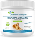Prenatal vitaminer for hunder til støtte utvikling av sunne valper, fremme melk produksjon, med folsyre, jern, sink, jodin, B vitaminer for gravide hunder, 90 myk Chews