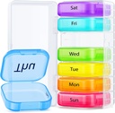 AUVON ekstra stor ukentlig Pill Organizer, bærbar separat pille boks 7 dager Slots Fit Pocket & Purse, Pill tilfelle med dobbelt beskyttelse for reise, Pill container for store vitaminer, fiskeoljer, kosttilskudd