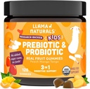 Llama Naturals Kids Probiotic with Prebiotic Fiber, Vegan, organiske prebiotika og probiotika Gummies for Gut Helse Støtte, Toddler Real Fruit Gummy Vitaminer, Ingen lagt til sukker Cane, Peach Mango, 120 Ct