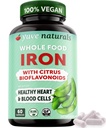 Yuve 100% vegansk hele mat Chelated Iron Supplement 18 mg – smaksfri, ikke-forstoppende, gentle på mage, energi støtte – glutenfri, ikke-GMO, 60 kapsler
