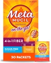 Metamucil On-The-Go, Psyllium Husk Fiber Supplement, 4-i-1 Fiber for Digestive Helse, Sukkerfri, Orange Flavor, 30 Antall x 2 Pakker (60 Antall Totalt)