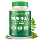 Moringa Capsules ® 800mg Pure Moringa Powder Capsules – støtter energi, hud og gut helse, immunsystem – Grønn Supermat med vitaminer og aminosyrer (90 Caps)
