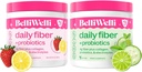 Belli Welli Daily Fiber Supplement Duo - Strawberry Lemonade & Cucumber Lime Mint - med kollagen, Probiotika & elektrolytter - Oppfriskende Flavors for balansert velvære - 32 Total Services