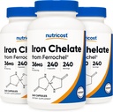 Nutricost Chelated jern, som Ferrochel, 36 mg, 240 kapsler (3 flasker)